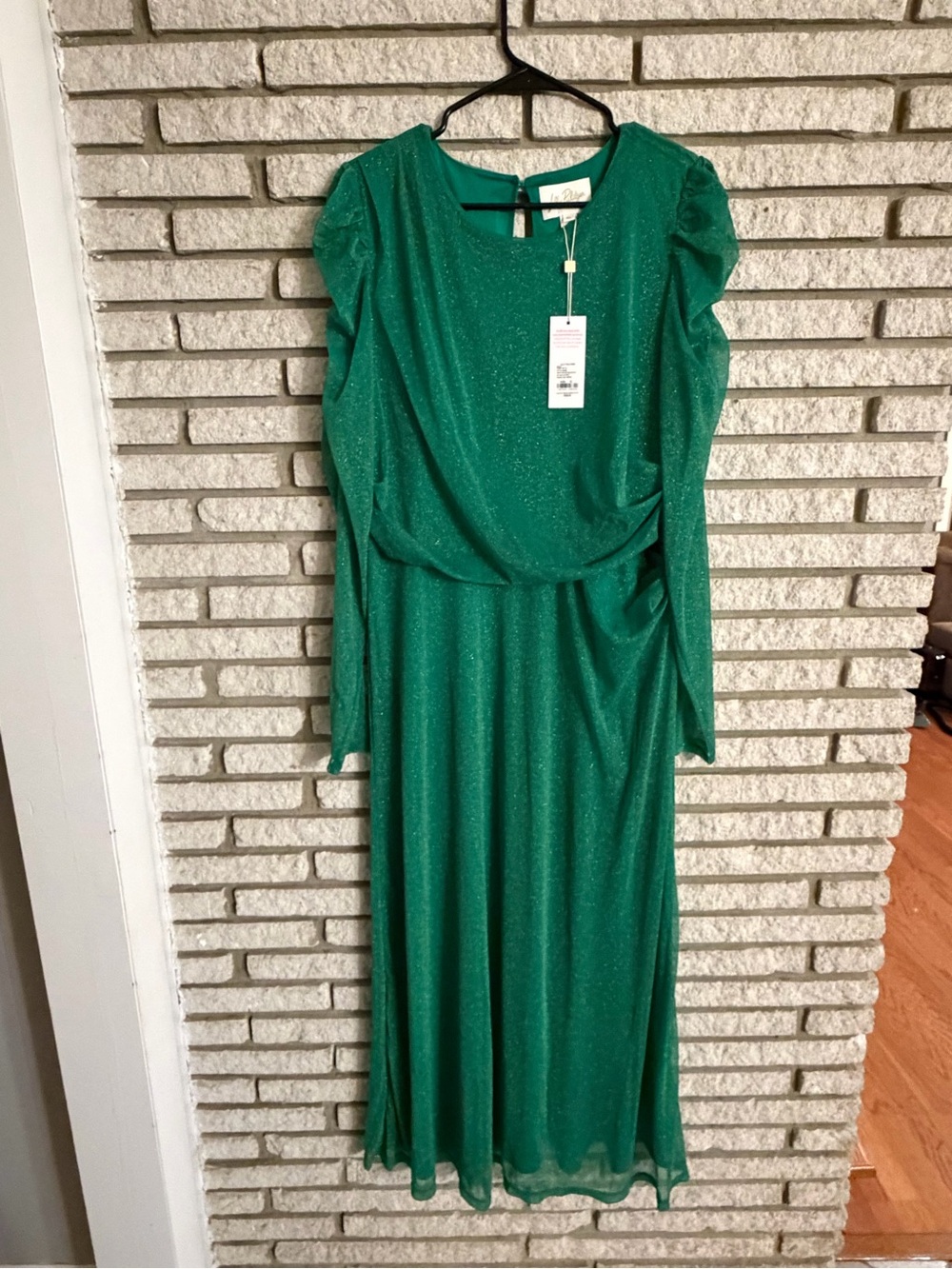 NWT Lilly Pulitzer Glittery Emerald Green Long Sleeve Midi Dress XL